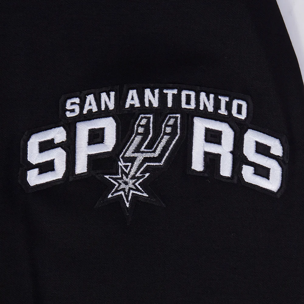 NBA SAN ANTONIO SPURS CLASSIC CHENILLE MEN'S DK FULL ZIP PULLOVER HOODIE (BLACK) - Image 6