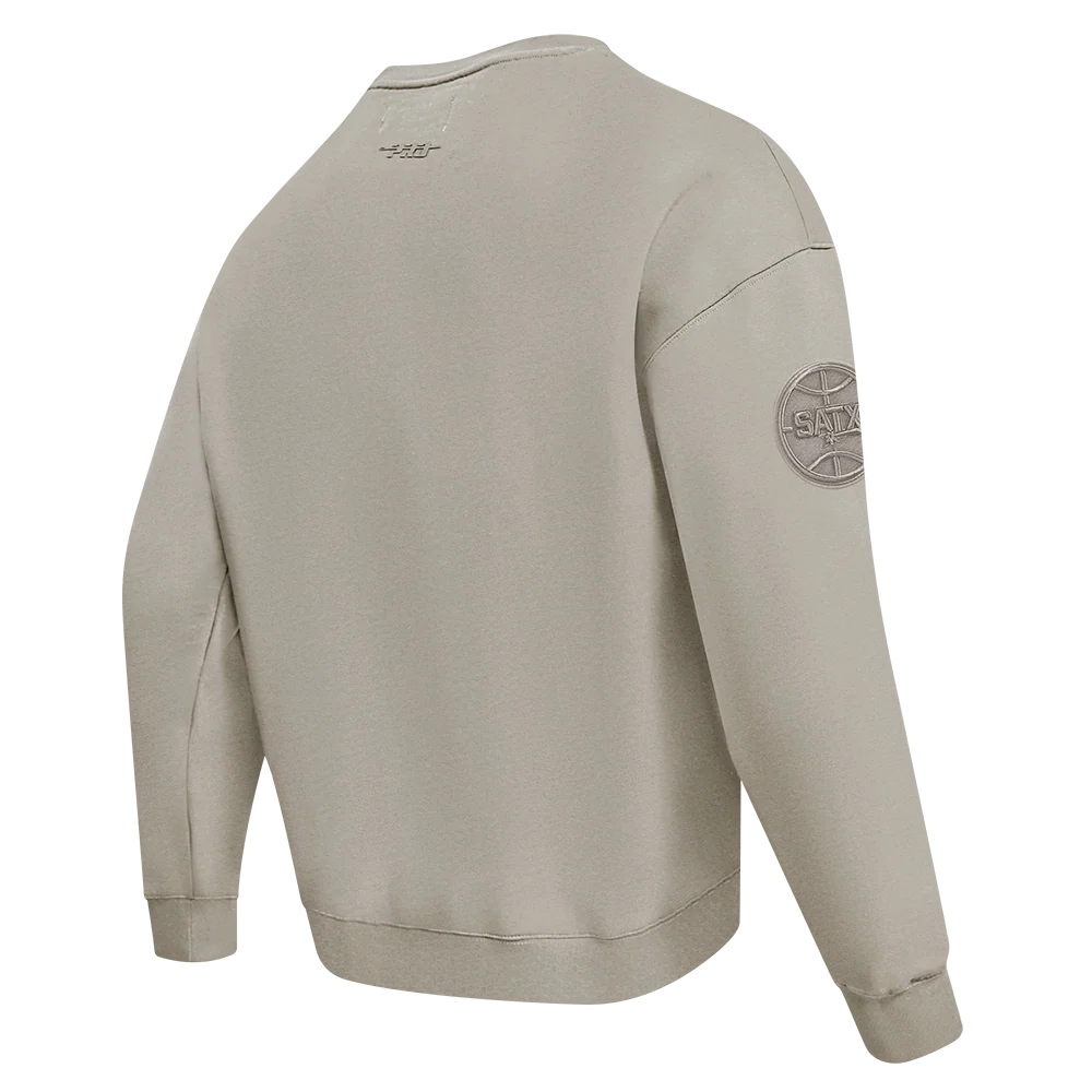 NBA SAN ANTONIO SPURS NEUTRAL MEN'S DROP SHOULDER FLC CREWNECK (TAUPE) - Image 4