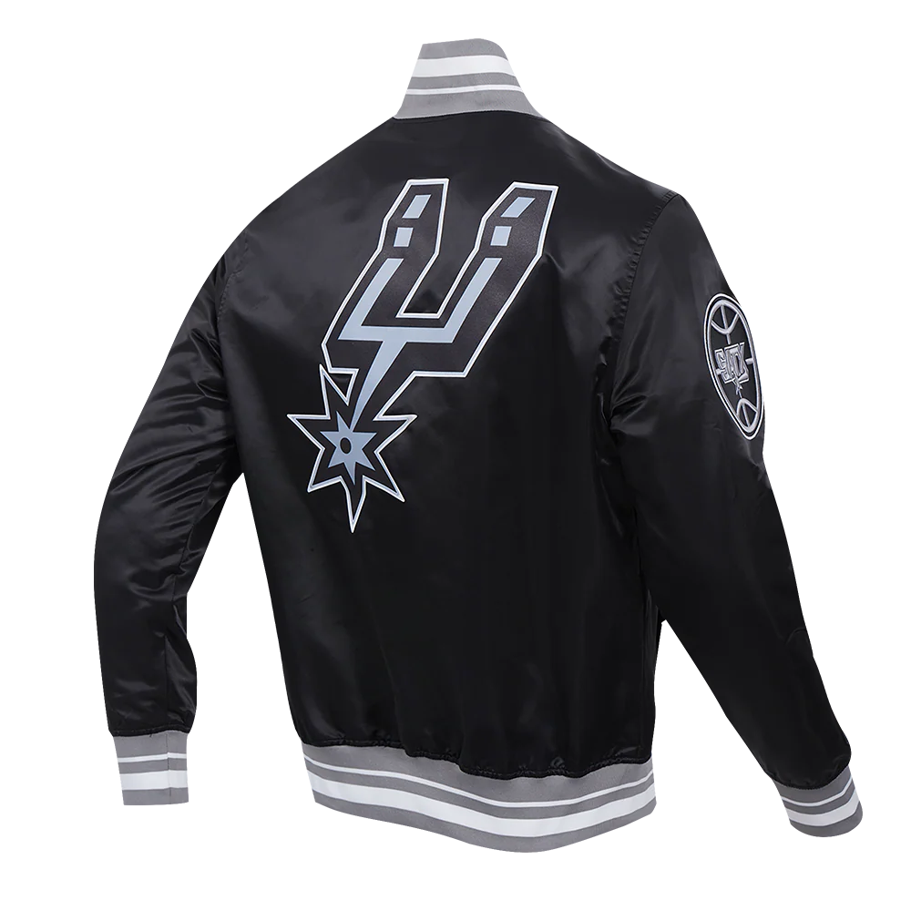 NBA SAN ANTONIO SPURS SCRIPT TAIL MEN'S SATIN JACKET (BLACK/GRAY) - Image 4