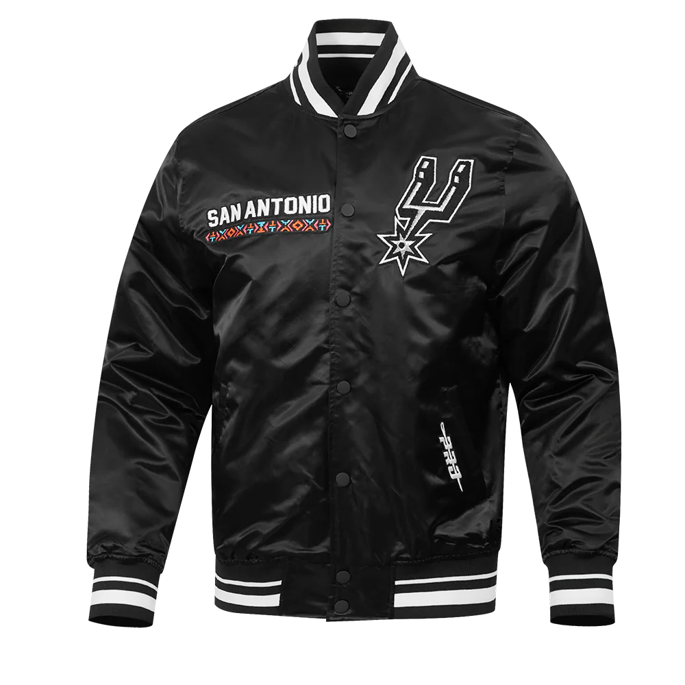 NBA SAN ANTONIO SPURS CITY EDITION 25-26 MEN'S PRO SATIN YD RIB JACKET (BLACK) - Image 3