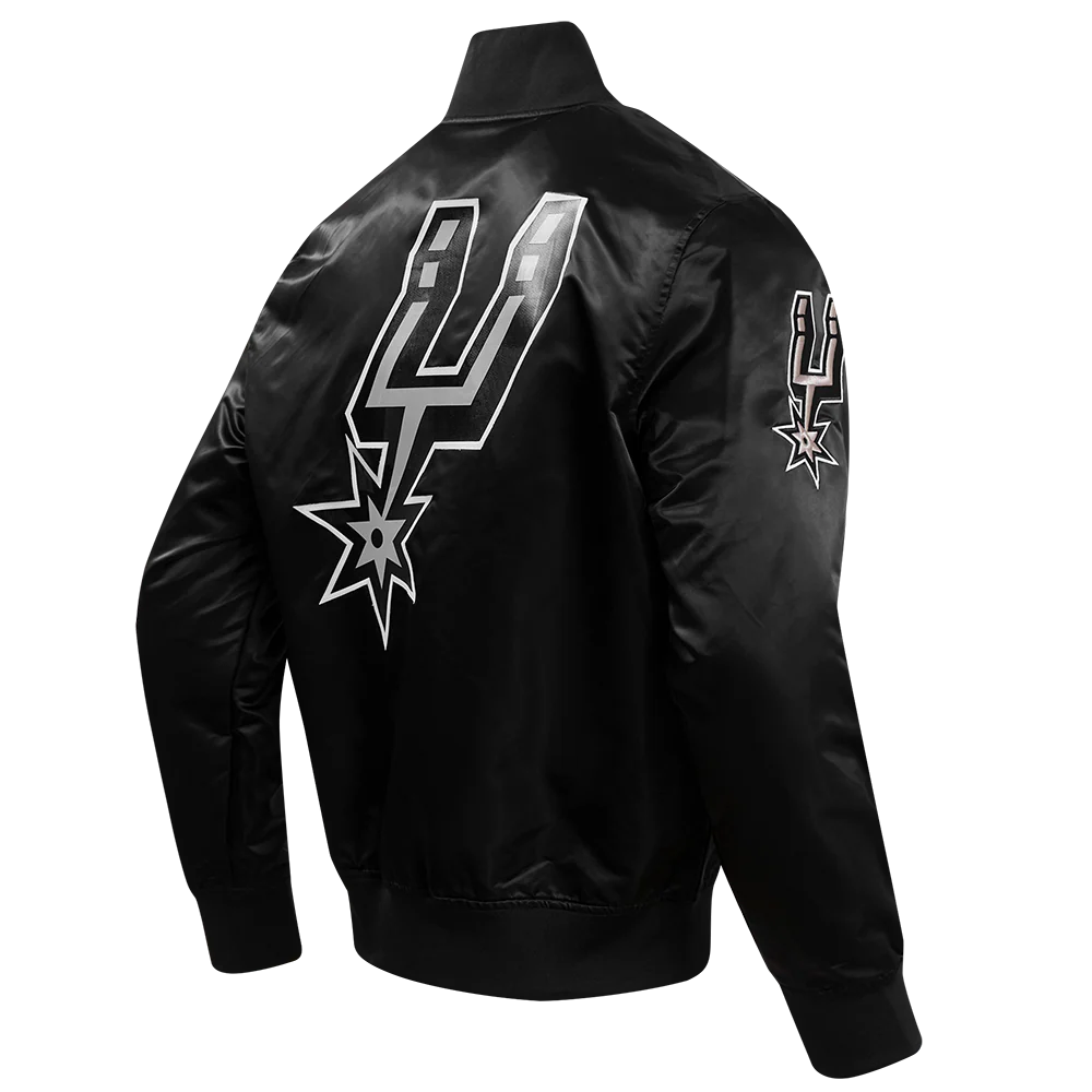 NBA SAN ANTONIO SPURS BIG LOGO MEN'S SATIN JACKET (BLACK) - Image 3