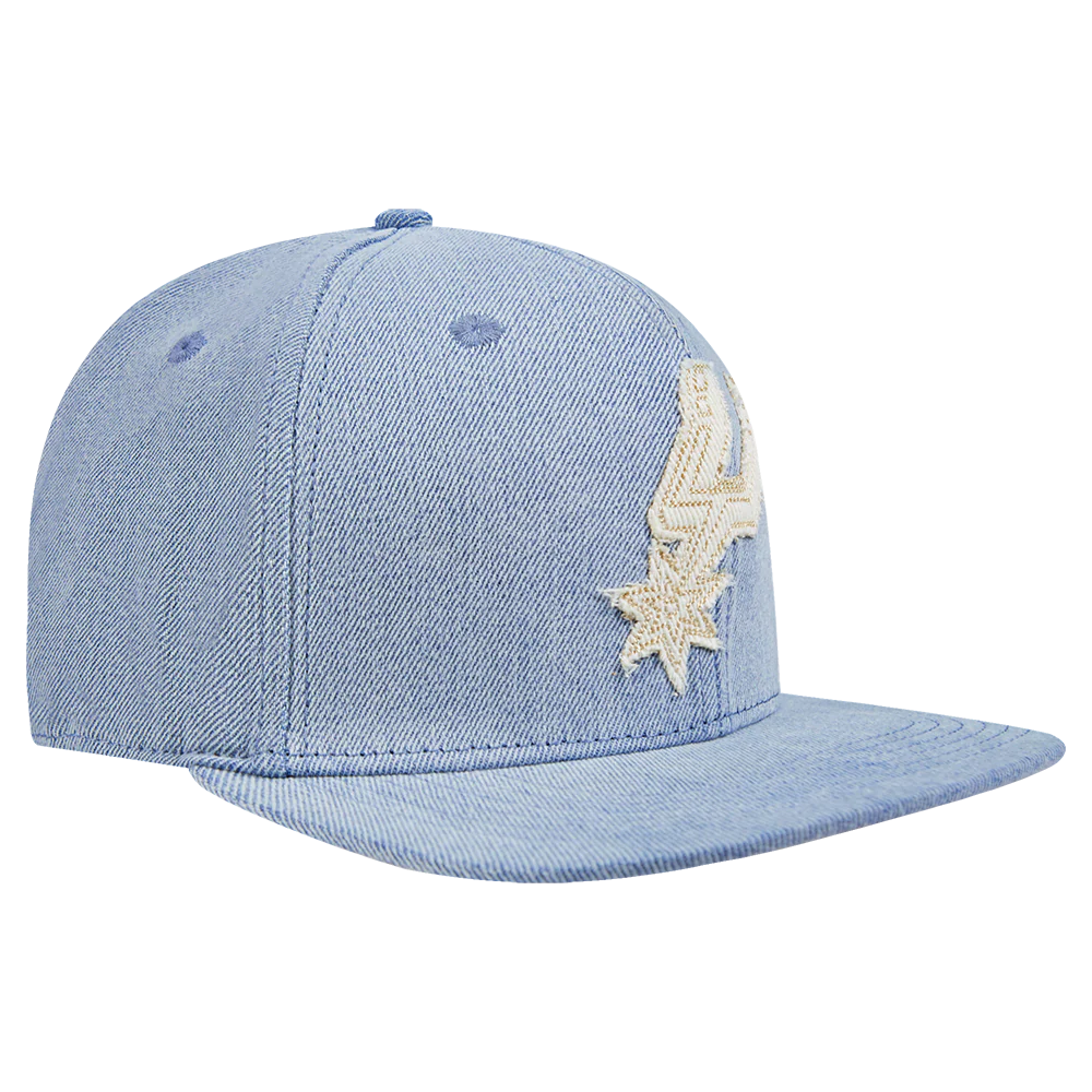 NBA SAN ANTONIO SPURS VARSITY BLUES UNISEX WOOL SNAPBACK HAT (DENIM/LINEN) - Image 3