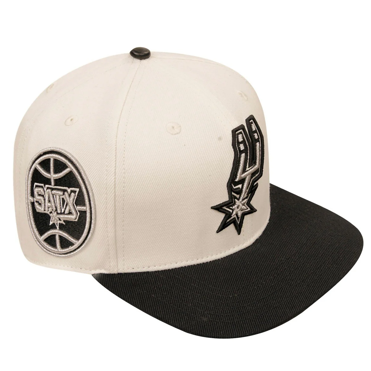 NBA SAN ANTONIO SPURS RETRO CLASSIC UNISEX PRIMARY LOGO WOOL SNAPBACK (EGGSHELL/ BLACK) - Image 6