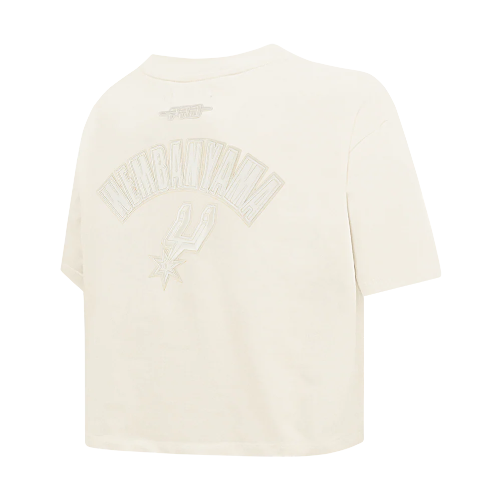 NBA SAN ANTONIO SPURS VICTOR WEMBANYAMA #1 NEUTRAL WOMEN'S SJ BOXY TEE (EGGSHELL) - Image 4