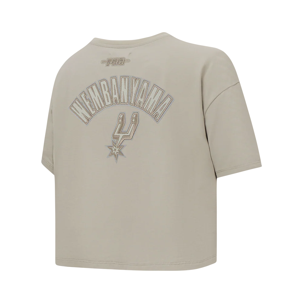 NBA SAN ANTONIO SPURS VICTOR WEMBANYAMA #1 NEUTRAL WOMEN'S SJ BOXY TEE (TAUPE) - Image 4