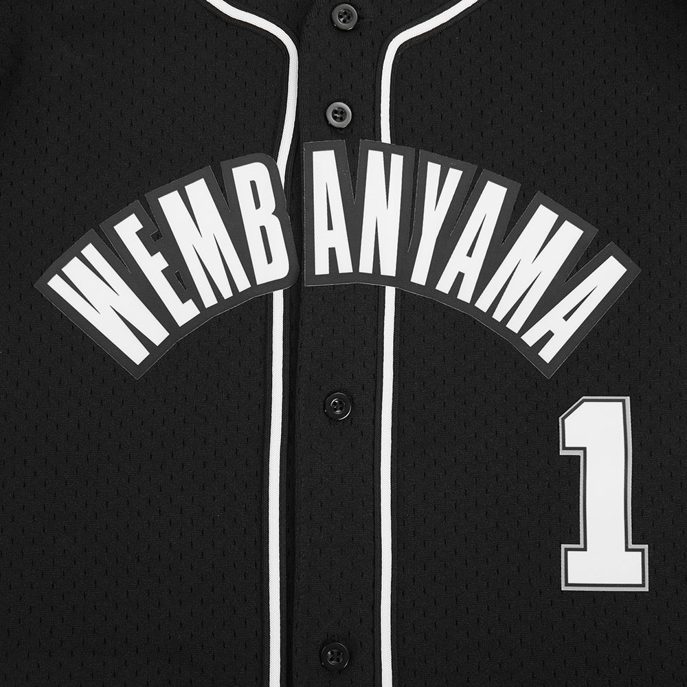 NBA SAN ANTONIO SPURS VICTOR WEMBANYAMA #1 CLASSIC PNN BIG BOY'S MESH BUTTON DOWN SHIRT (BLACK) - Image 6