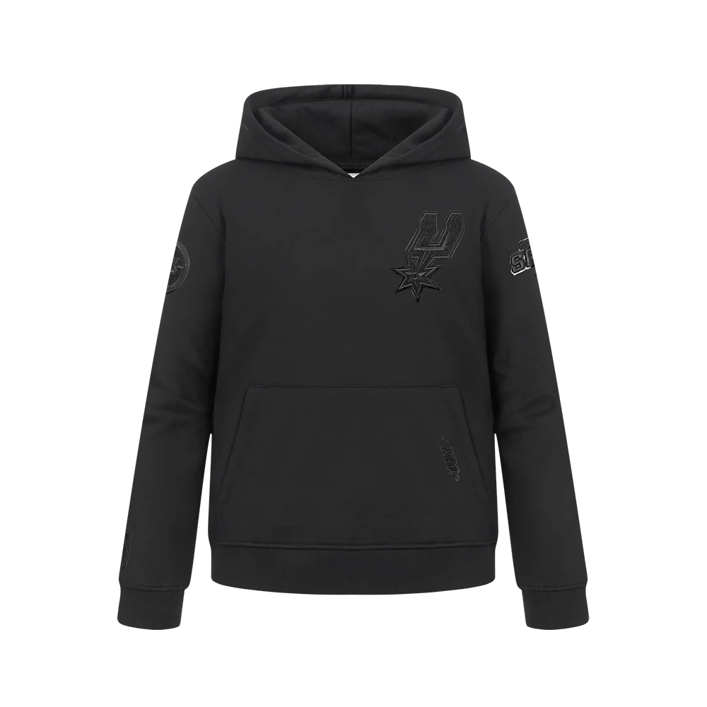 NBA SAN ANTONIO SPURS TRIPLE BLACK BIG BOYS FLC PO HOODIE (BLACK)