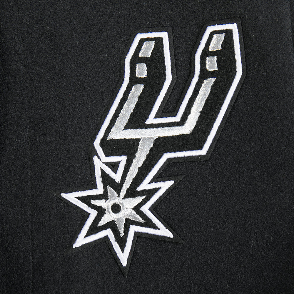 NBA SAN ANTONIO SPURS RETRO CLASSIC BIG BOYS RIB WOOL VARSITY JACKET (BLACK/GRAY) - Image 8