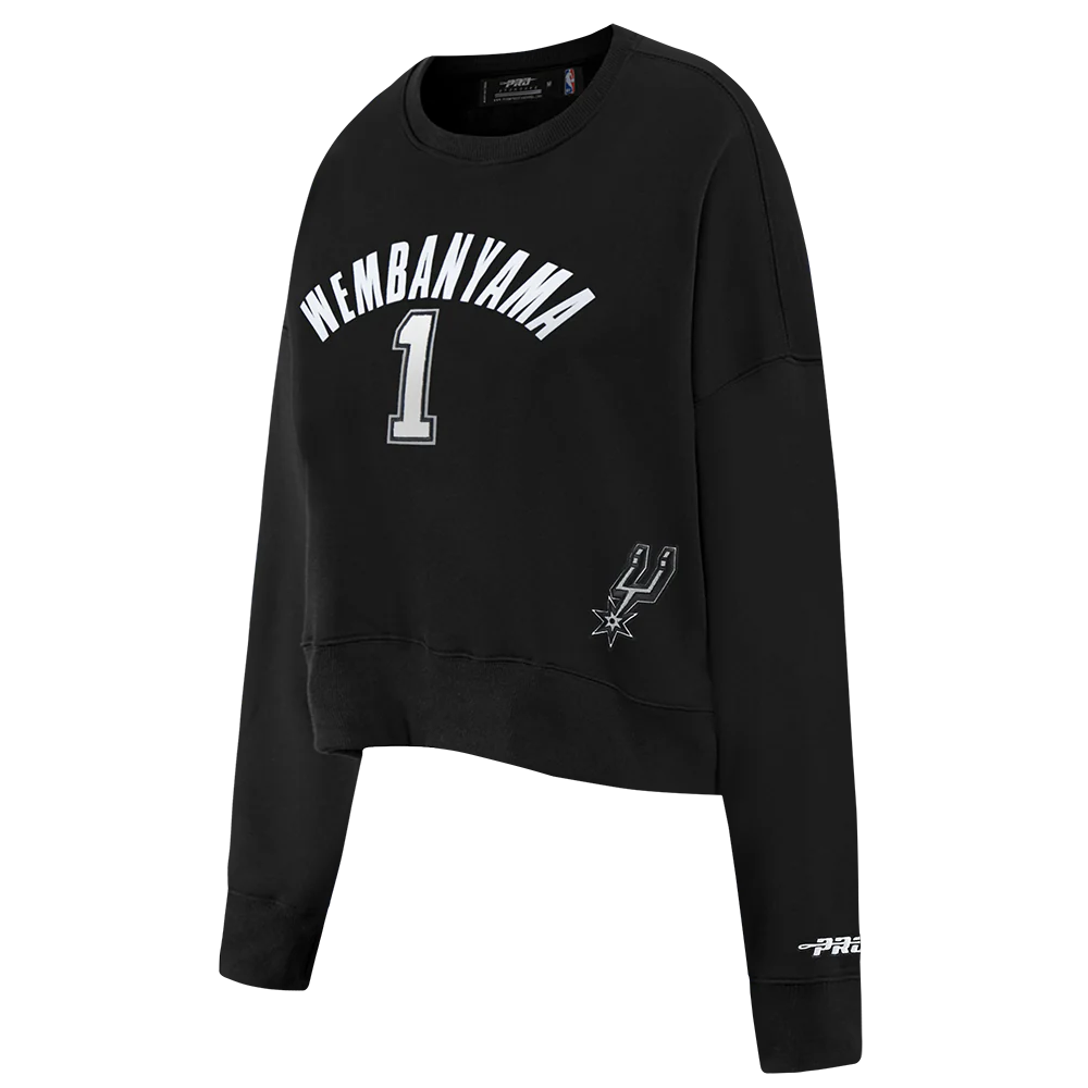 NBA SAN ANTONIO SPURS VICTOR WEMBANYAMA #1 CLASSIC PLAYER NAME AND NUMBER WOMEN'S FLC CREWNECK - Image 2