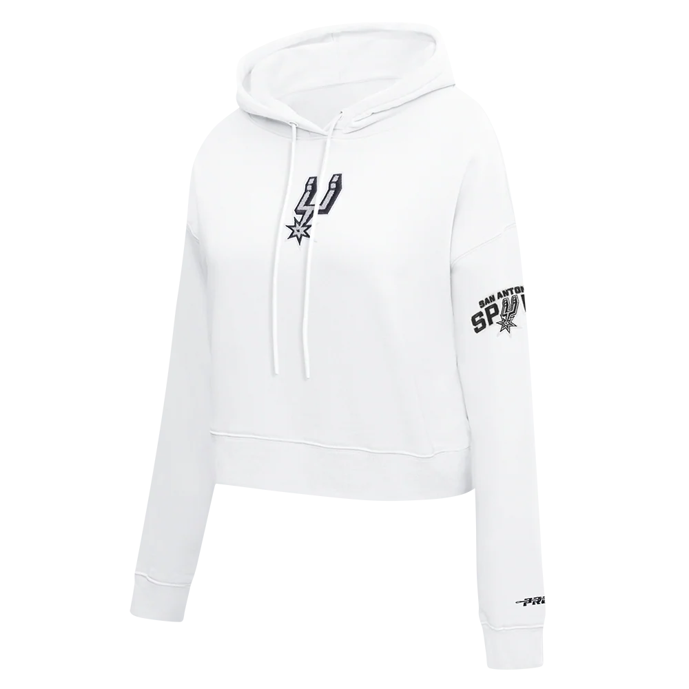 NBA SAN ANTONIO SPURS CLASSIC WOMEN'S FLC CROPPED PO HOODIE (WHITE) - Image 2