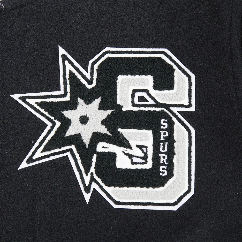 NBA SAN ANTONIO SPURS MASHUP WOMEN'S RIB WOOL VARSITY JACKET (BLACK/GRAY) - Image 5