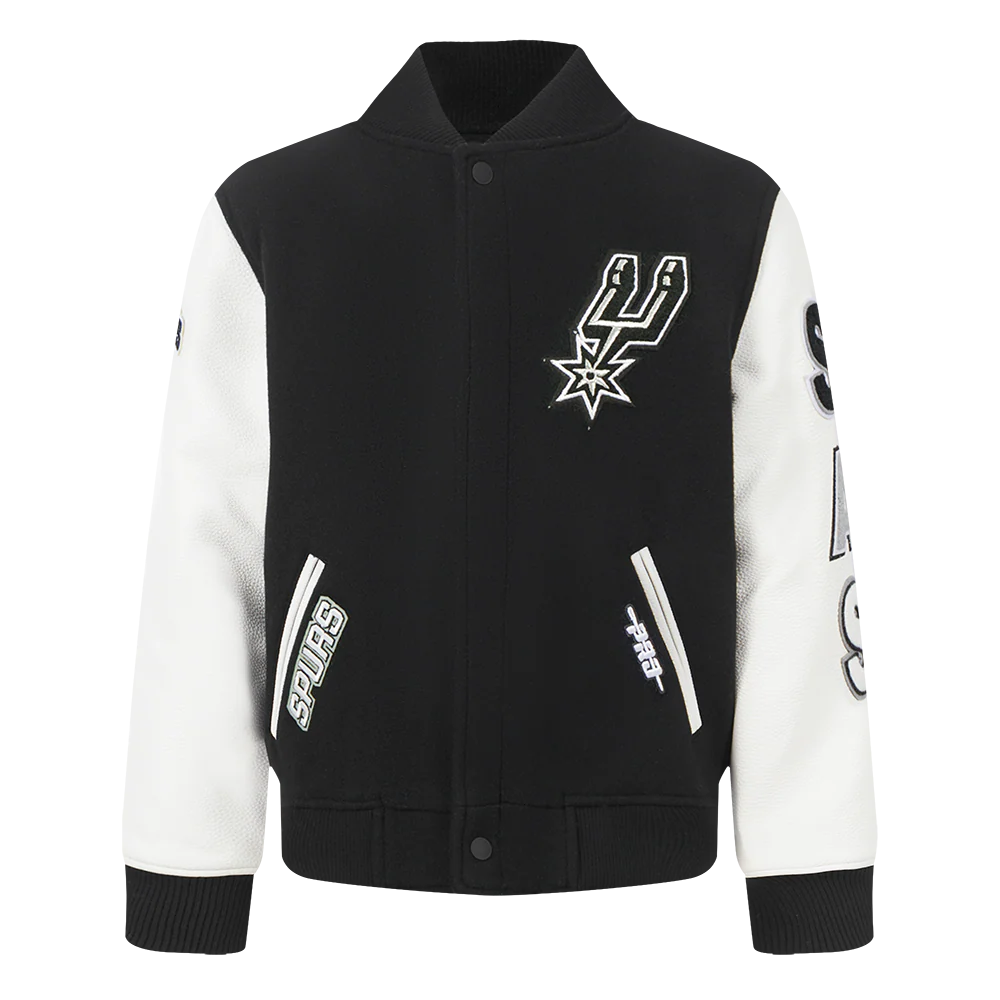 NBA SAN ANTONIO SPURS CLASSIC TODDLER BOYS WOOL VARSITY JACKET (BLACK/WHITE)