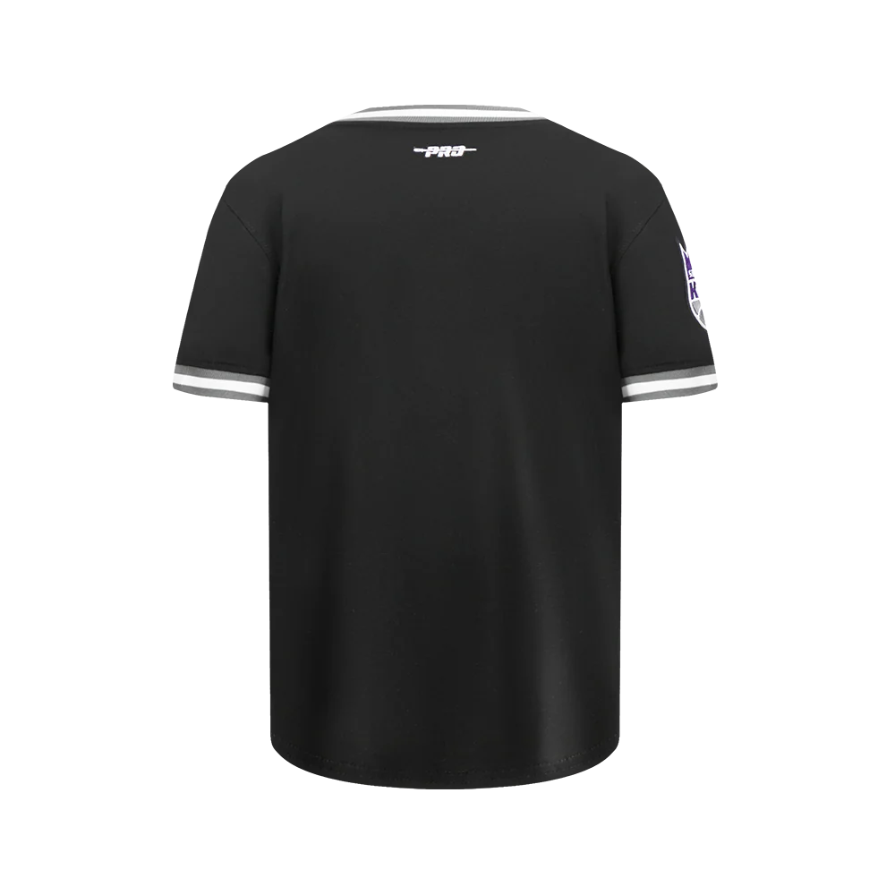 NBA SACRAMENTO KINGS CLASSIC BIG BOYS SHORT SLEEVE STRIPED RIB TEE (BLACK/GRAY) - Image 3