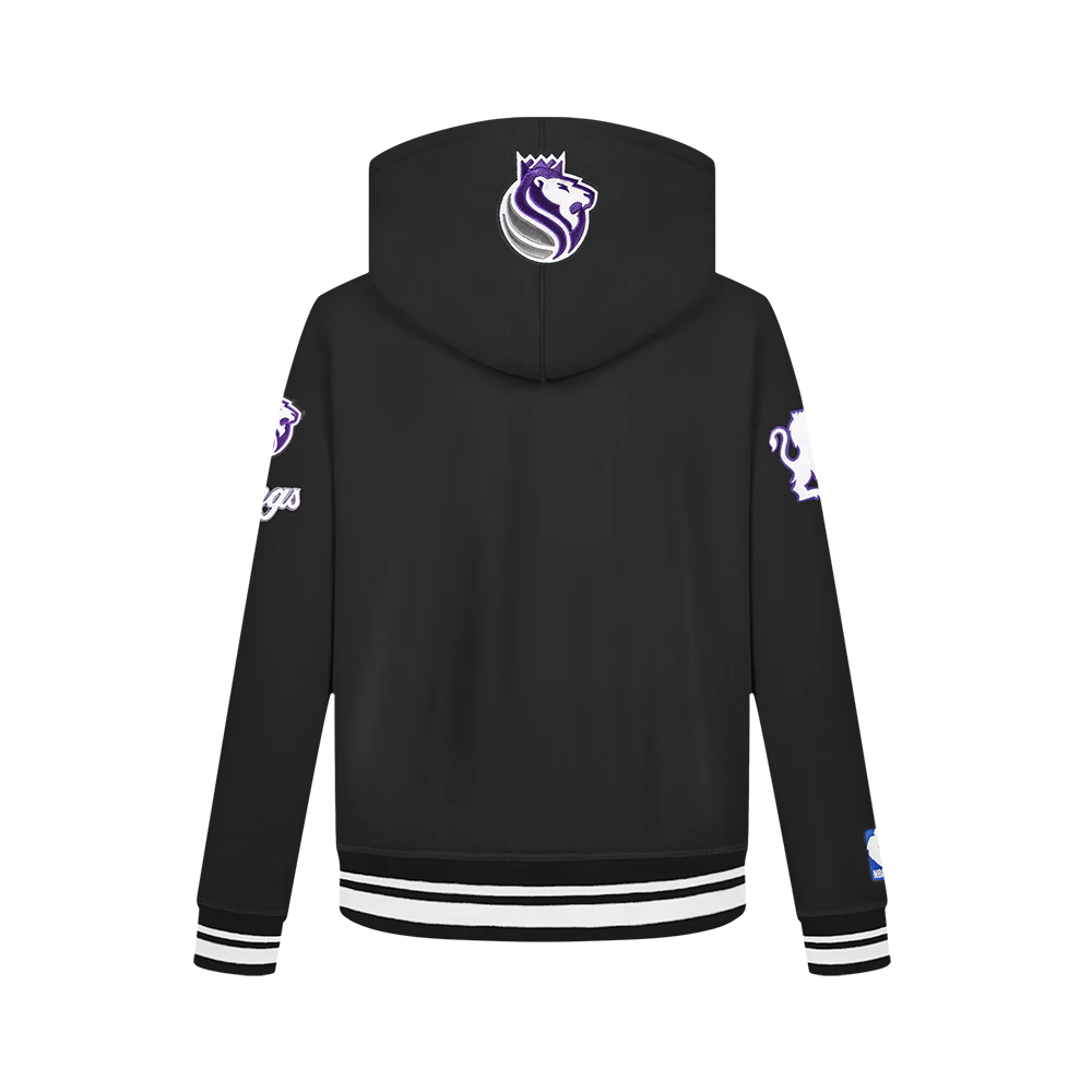 NBA SACRAMENTO KINGS RETRO CLASSIC BIG BOYS RIB FLEECE PULLOVER HOODIE (BLACK) - Image 3
