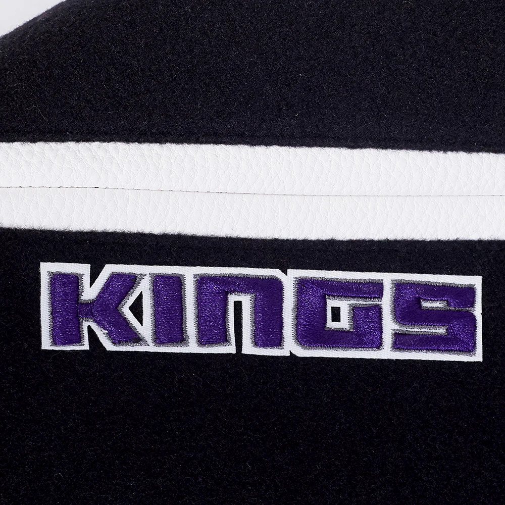 NBA SACRAMENTO KINGS CLASSIC BIG BOYS WOOL VARSITY JACKET (BLACK/WHITE) - Image 6