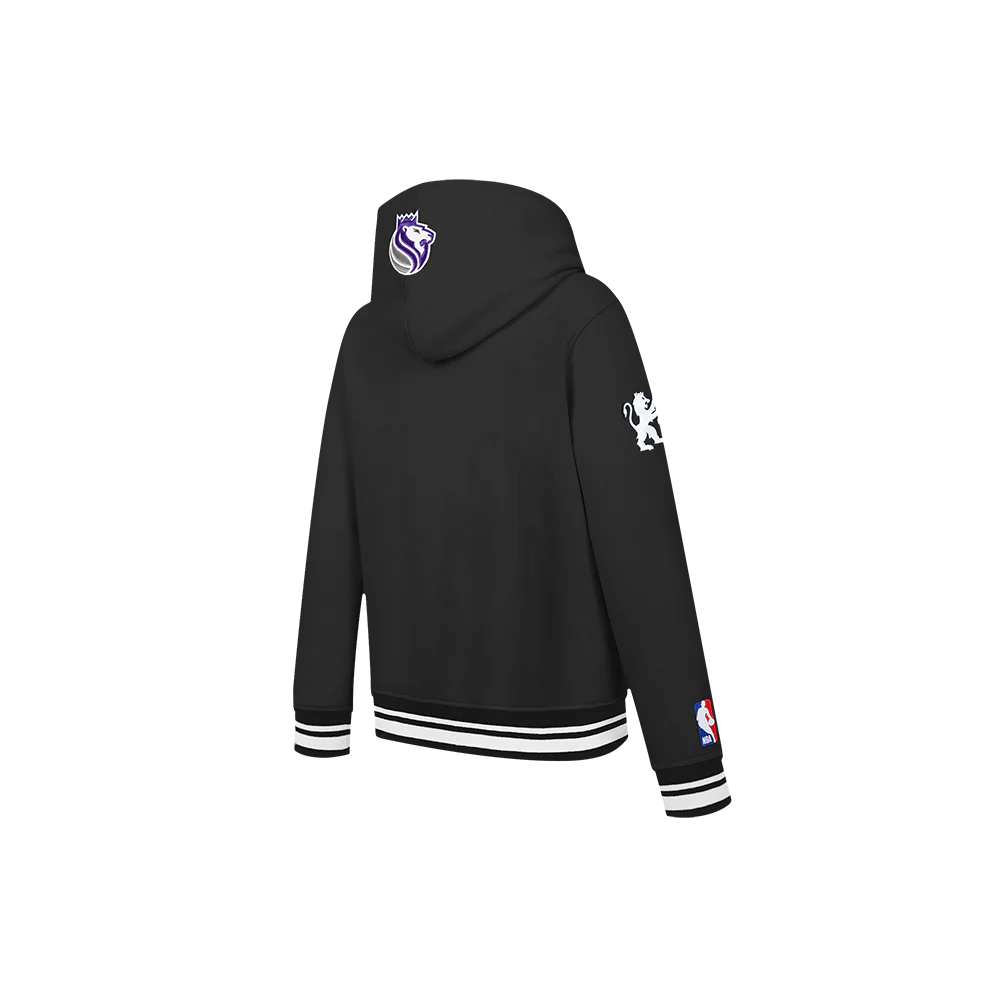 NBA SACRAMENTO KINGS RETRO CLASSIC LITTLE BOYS RIB FLEECE PULLOVER HOODIE (BLACK) - Image 4