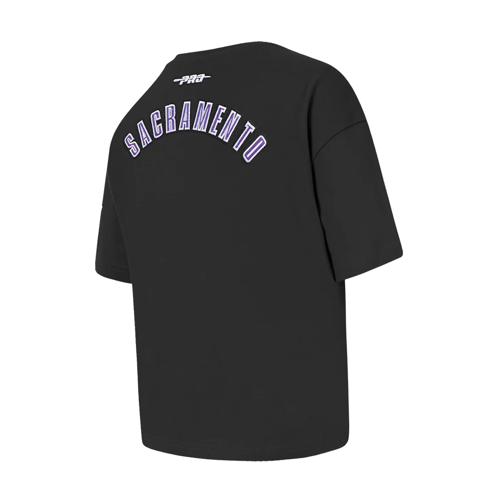 NBA SACRAMENTO KINGS CLASSIC LITTLE GIRLS SHORT SLEEVE BOXY TEE (BLACK) - Image 11