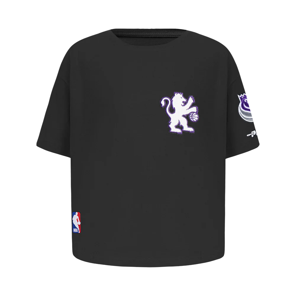 NBA SACRAMENTO KINGS CLASSIC LITTLE GIRLS SHORT SLEEVE BOXY TEE (BLACK) - Image 8