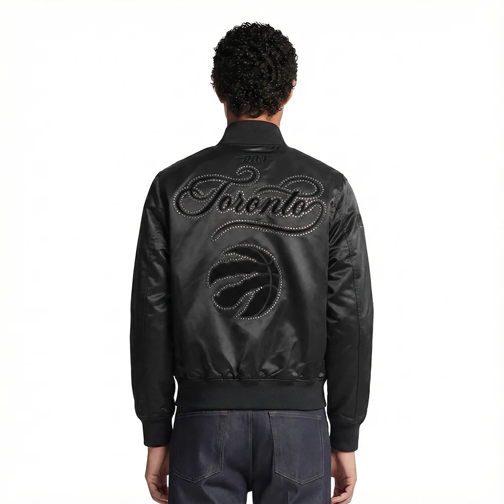 NBA TORONTO RAPTORS BLACKOUT MEN'S SATIN JACKET (BLACK) - Image 2