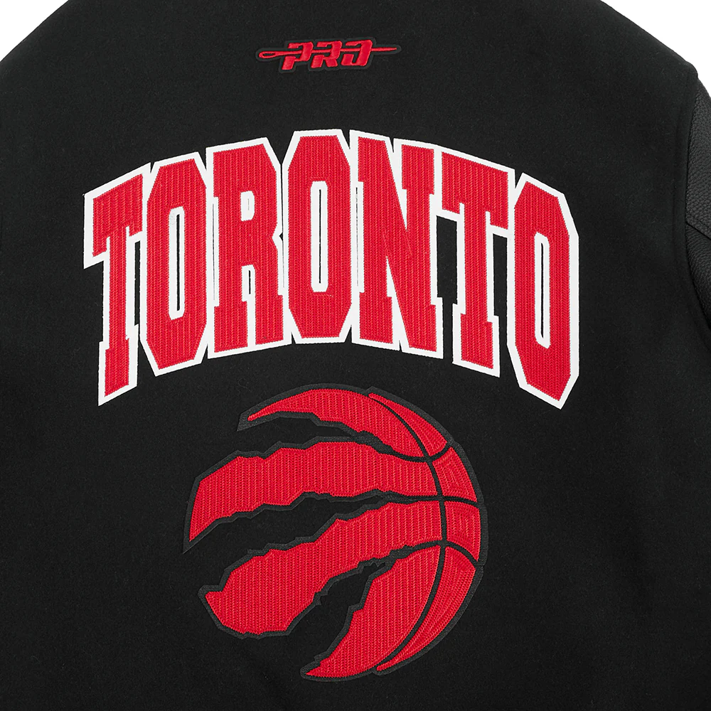 NBA TORONTO RAPTORS CITY ARCH MEN'S WOOL VARSITY JACKET (JET BLACK) - Image 10