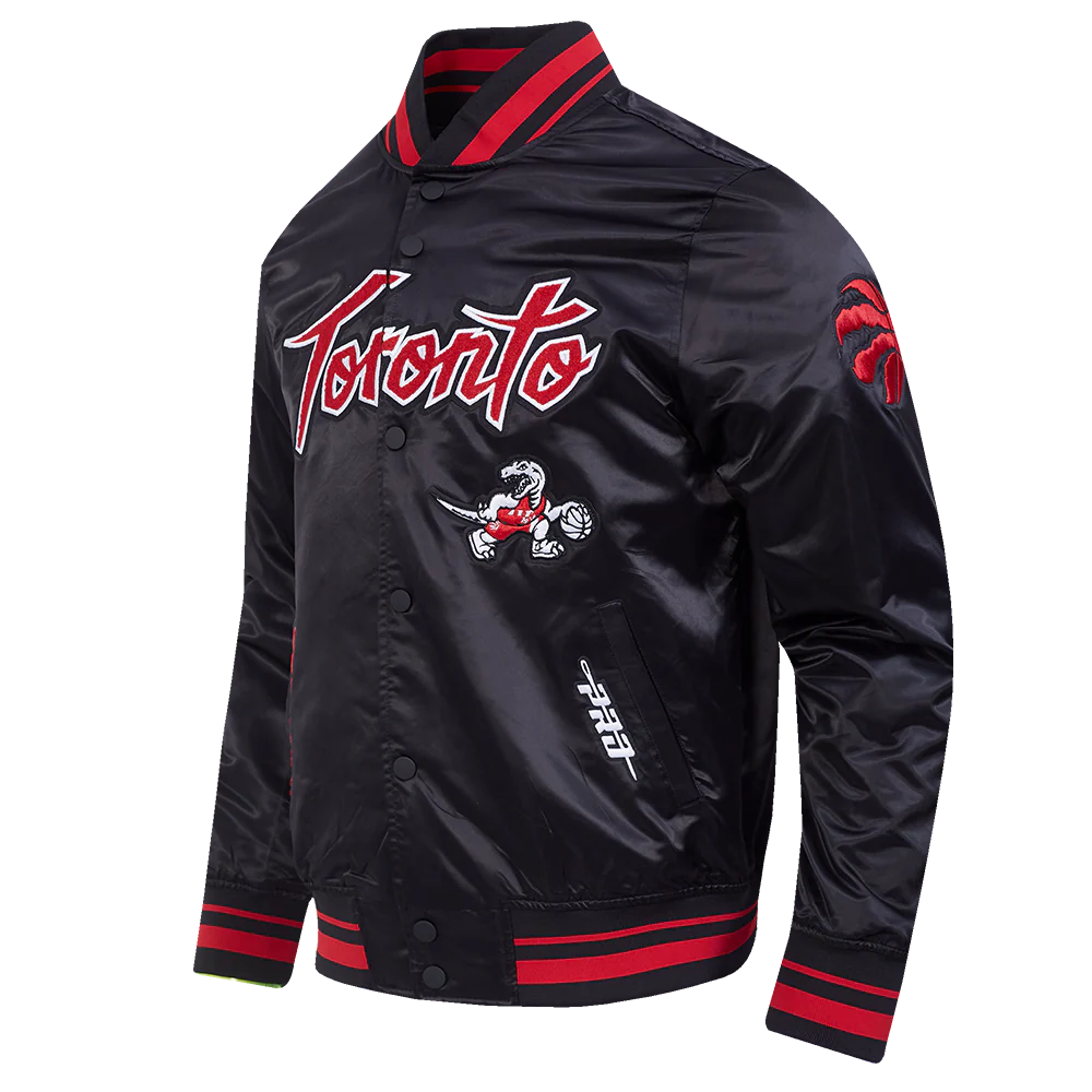 NBA TORONTO RAPTORS CITY EDITION 25-26 MEN'S PRO SATIN YD RIB JACKET (BLACK/RED/BLACK) - Image 3