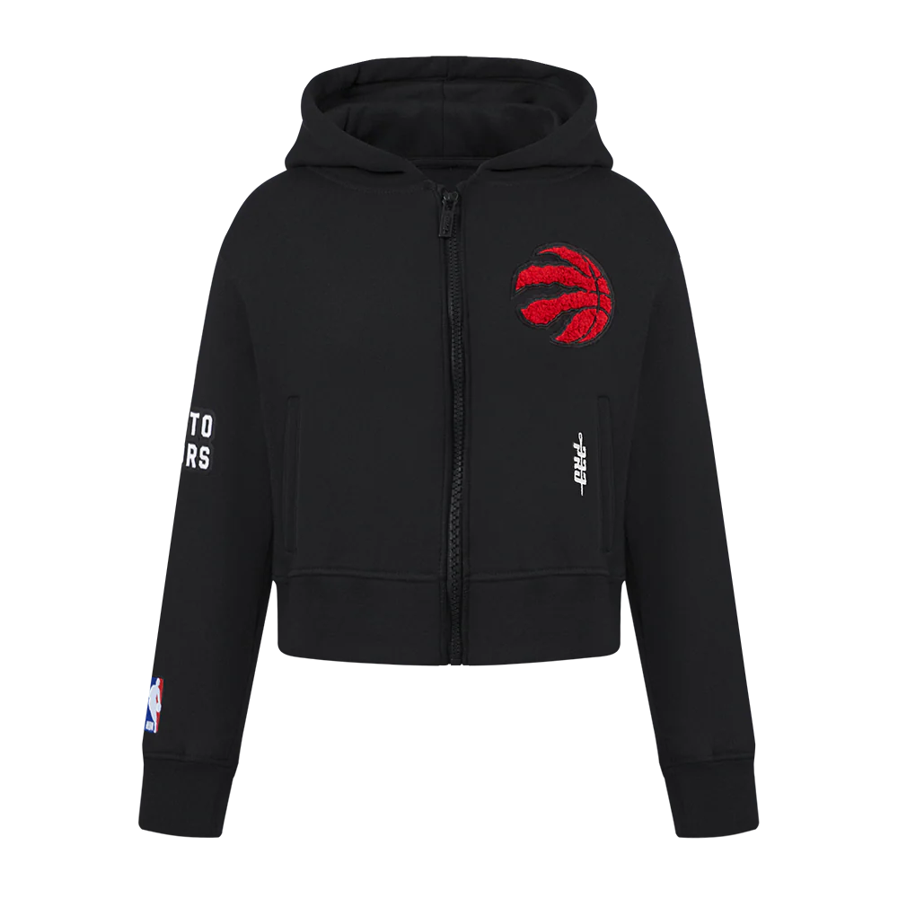 NBA TORONTO RAPTORS CLASSIC BIG GIRLS FLEECE FULL ZIP HOODIE (BLACK)