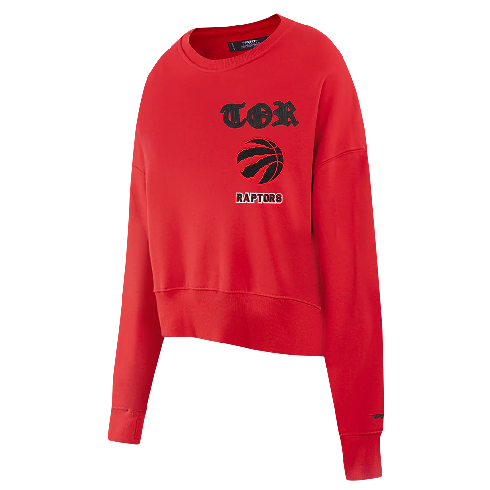 NBA TORONTO RAPTORS OLD ENGLISH WOMEN'S FLC CREWNECK (RED) - Image 2