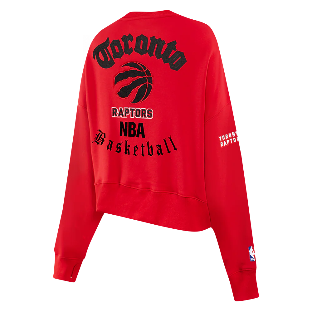 NBA TORONTO RAPTORS OLD ENGLISH WOMEN'S FLC CREWNECK (RED) - Image 4