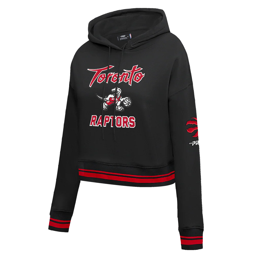 NBA TORONTO RAPTORS CITY EDITION 25-26 WOMEN'S RIB FLC CROPPED PO HOODIE (BLACK/RED/BLACK) - Image 4