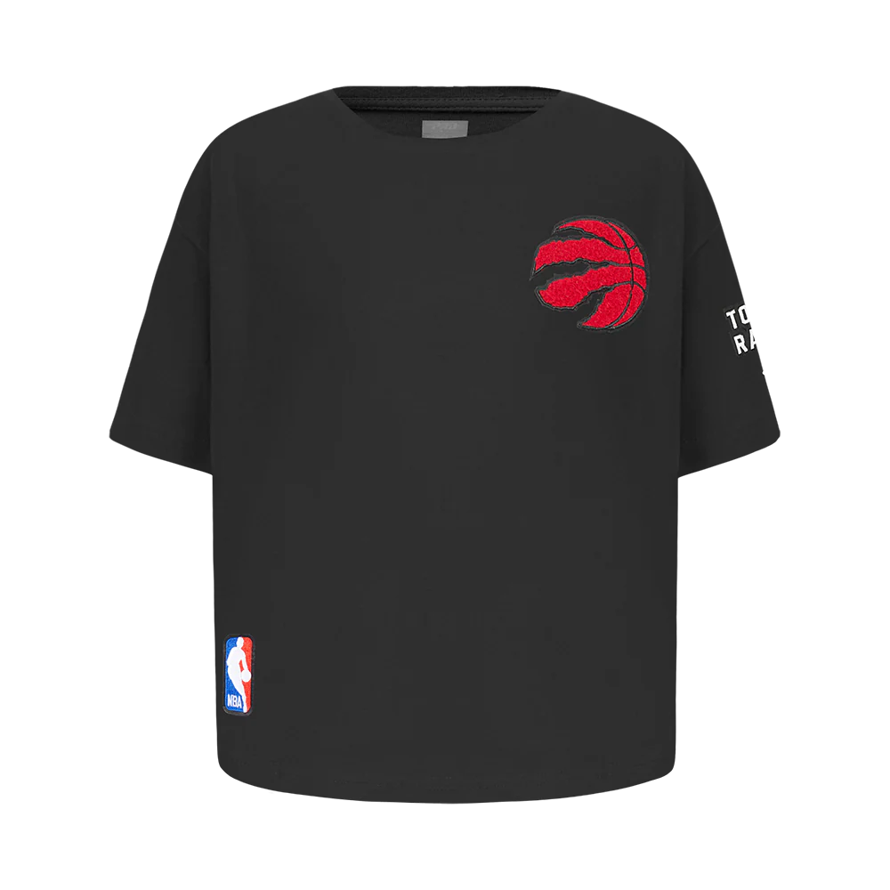 NBA TORONTO RAPTORS CLASSIC LITTLE GIRLS SHORT SLEEVE BOXY TEE (BLACK)