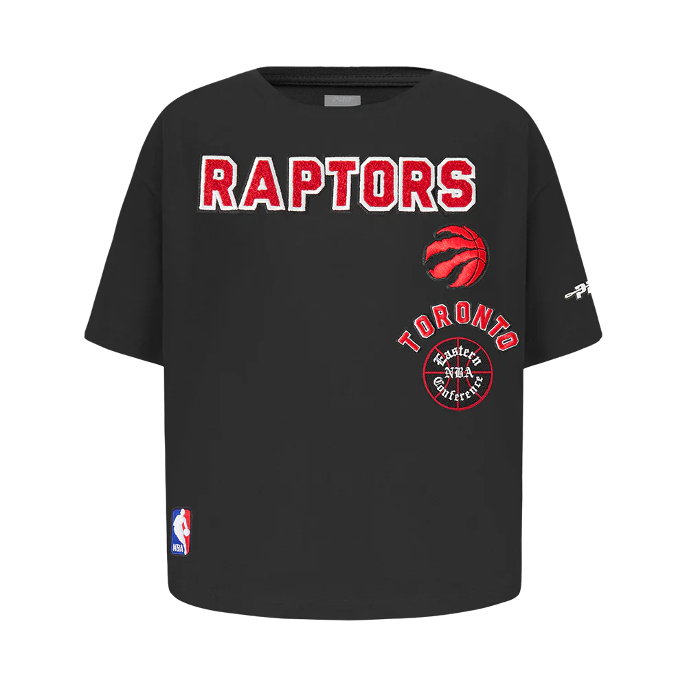 NBA TORONTO RAPTORS RETRO CLASSIC LITTLE GIRLS SHORT SLEEVE BOXY TEE (BLACK)