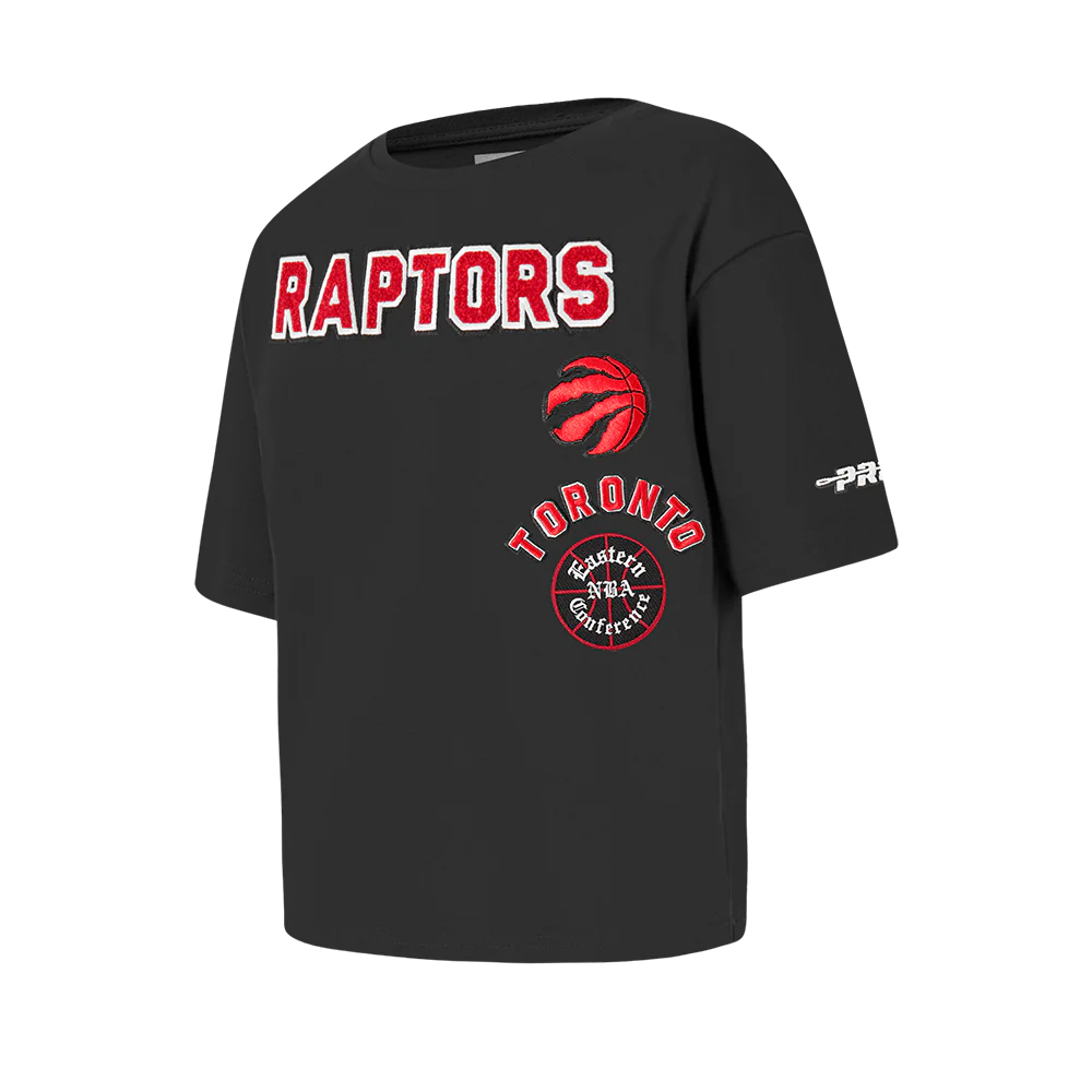NBA TORONTO RAPTORS RETRO CLASSIC LITTLE GIRLS SHORT SLEEVE BOXY TEE (BLACK) - Image 2