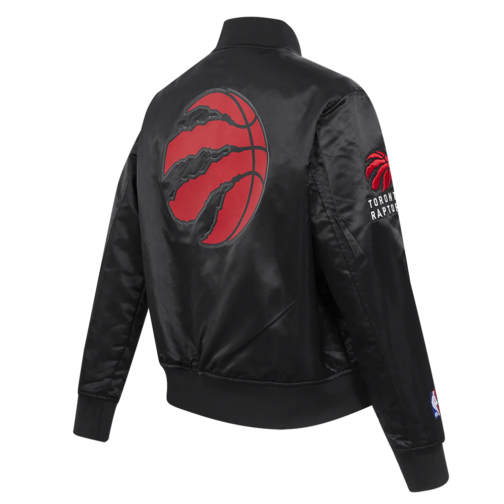 NBA TORONTO RAPTORS CLASSIC WOMEN'S SATIN JACKET (BLACK) - Image 4