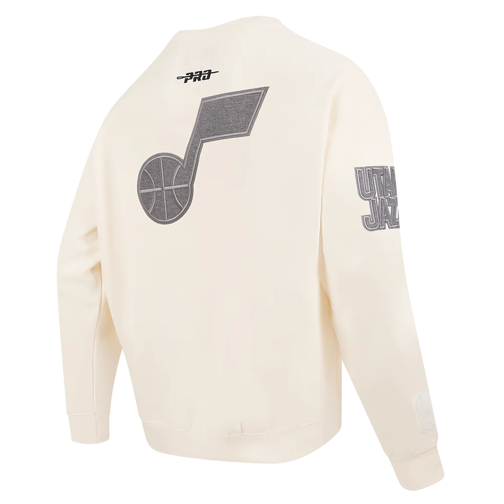 NBA UTAH JAZZ REVERSE FRENCH TERRY MEN'S DROP SHOULDER FLC CREWNECK (EGGSHELL) - Image 4