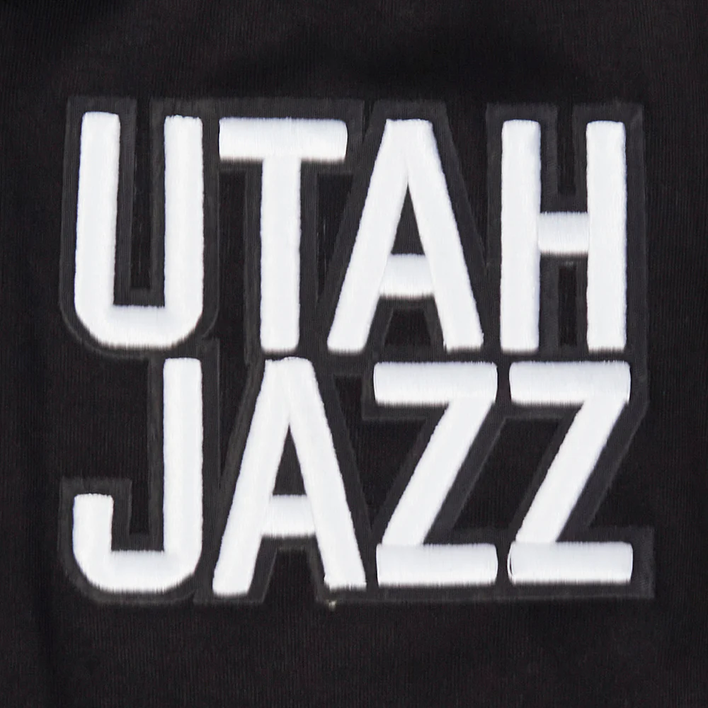 NBA UTAH JAZZ CLASSIC CHENILLE MEN'S DOUBLE KNIT FULL ZIP HOODIE (BLACK) - Image 6
