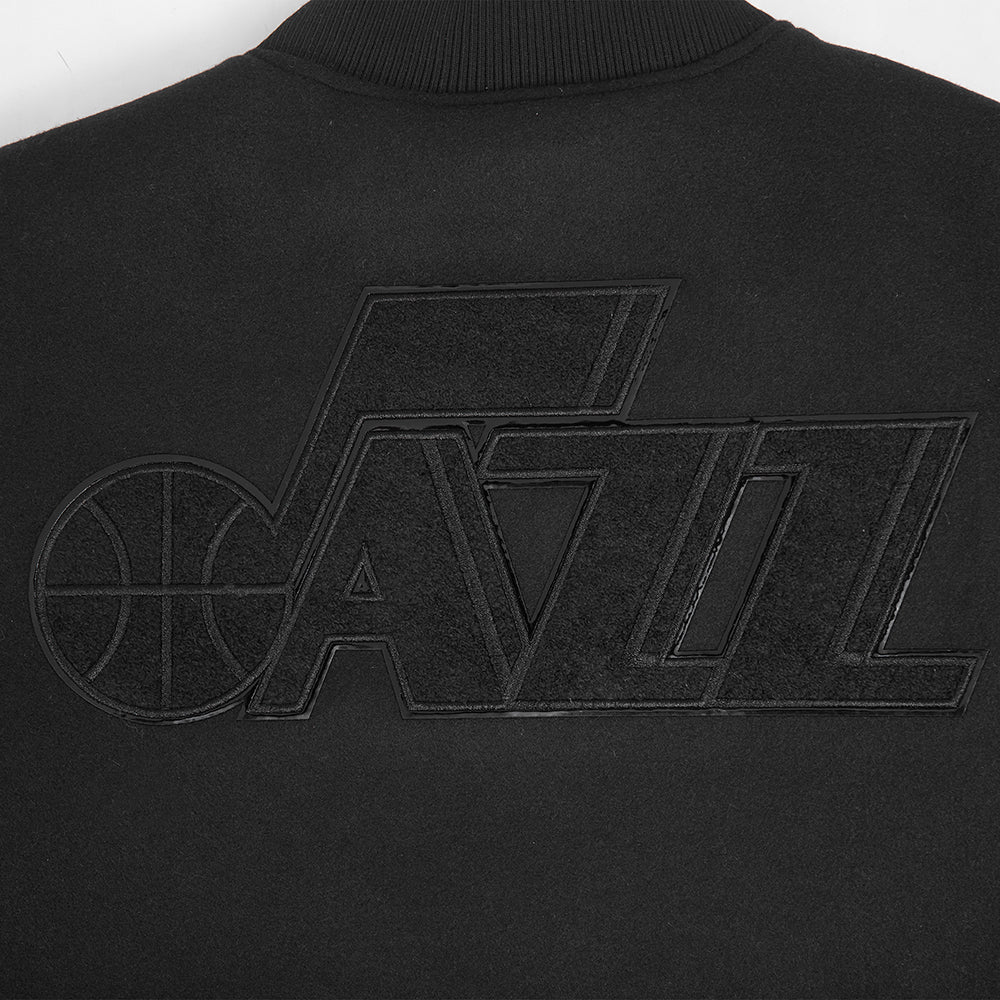 UTAH JAZZ TRIPLE BLACK MEN'S WOOL VARSITY JACKET (TRIPLE BLACK) - Image 9