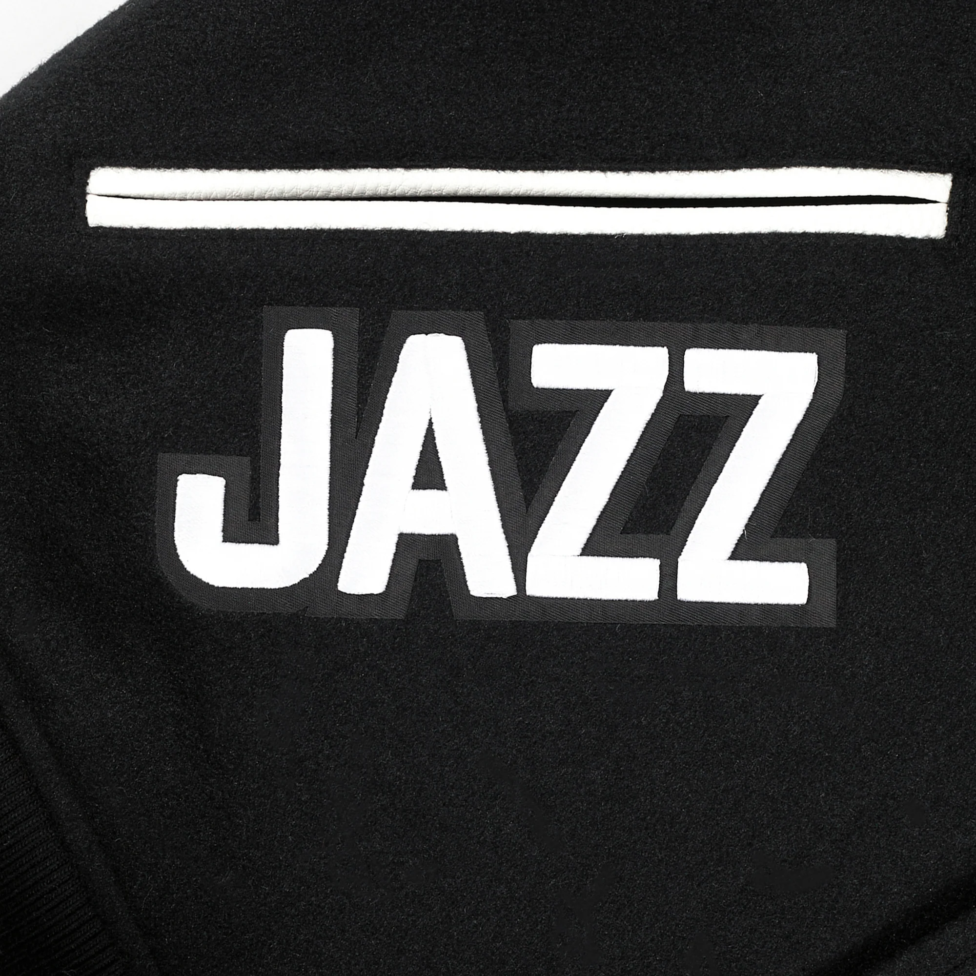 NBA UTAH JAZZ CLASSIC MEN'S WOOL VARSITY JACKET (BLACK/WHITE) - Image 6