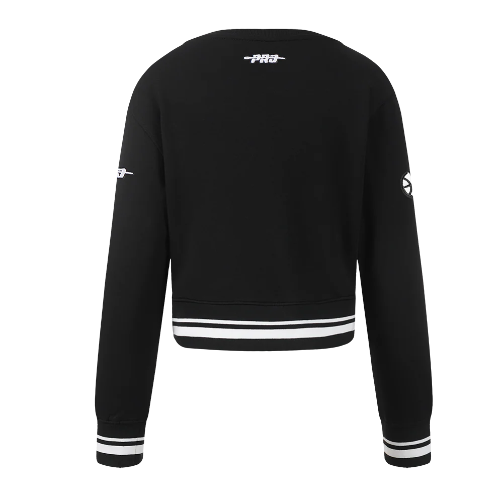 NBA UTAH JAZZ RETRO CLASSIC BIG GIRLS RIB FLEECE CREWNECK (BLACK) - Image 3