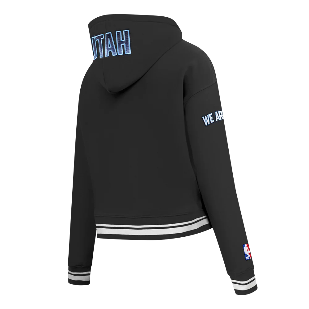 NBA UTAH JAZZ CITY EDITION 25-26 WOMEN'S RIB FLC CROPPED PO HOODIE (BLACK) - Image 4