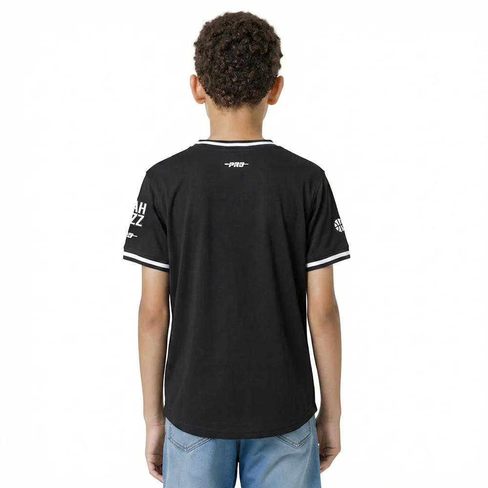 NBA UTAH JAZZ CLASSIC LITTLE BOYS SHORT SLEEVE STRIPED RIB TEE (BLACK) - Image 2