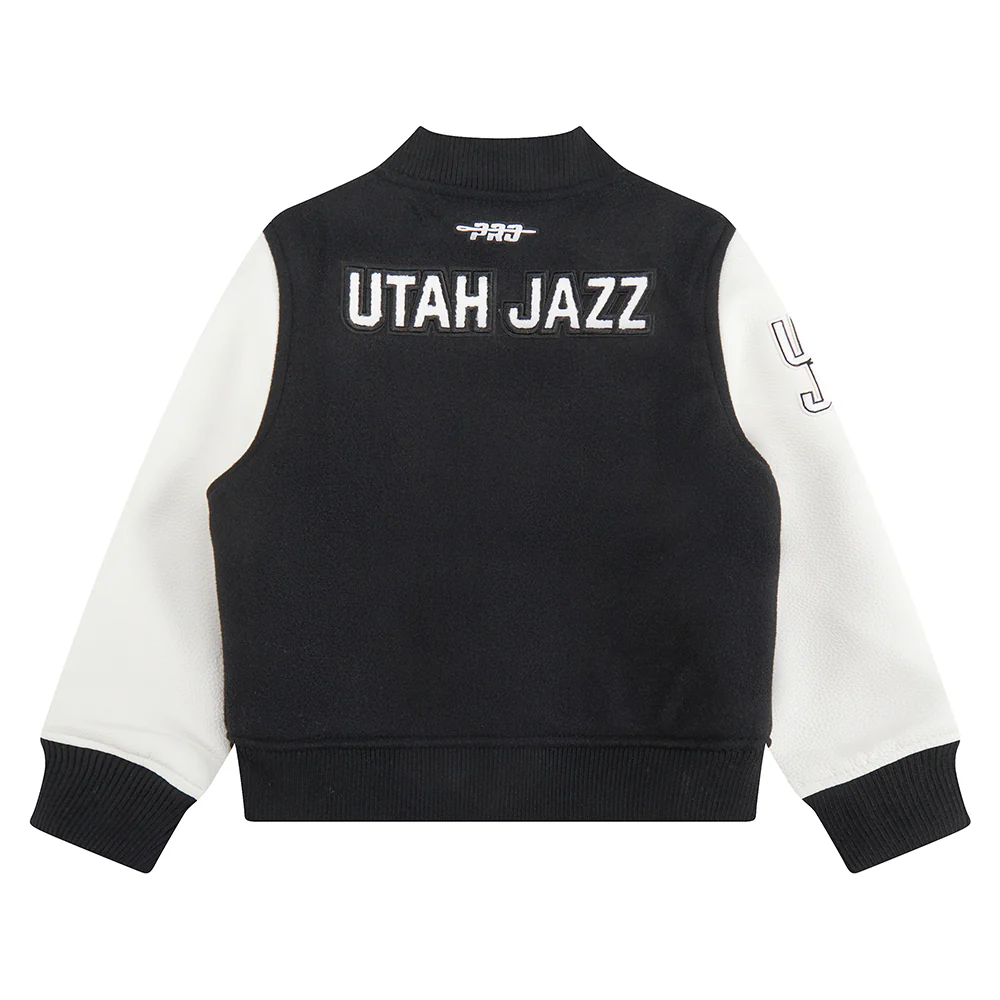 NBA UTAH JAZZ CLASSIC TODDLER BOYS WOOL VARSITY JACKET (BLACK/WHITE) - Image 4