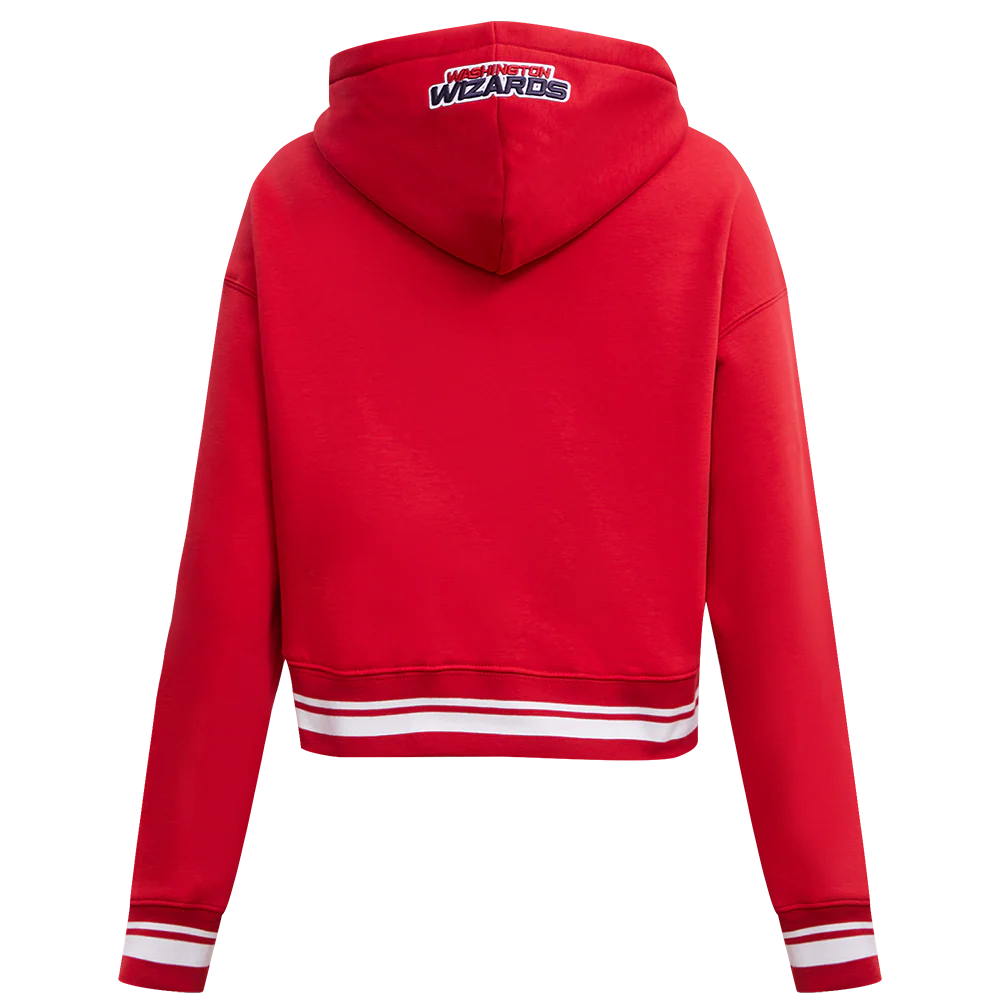 NBA WASHINGTON WIZARDS SCRIPT TAIL WOMEN'S RIB FLC CROPPED PO HOODIE (RED) - Image 3