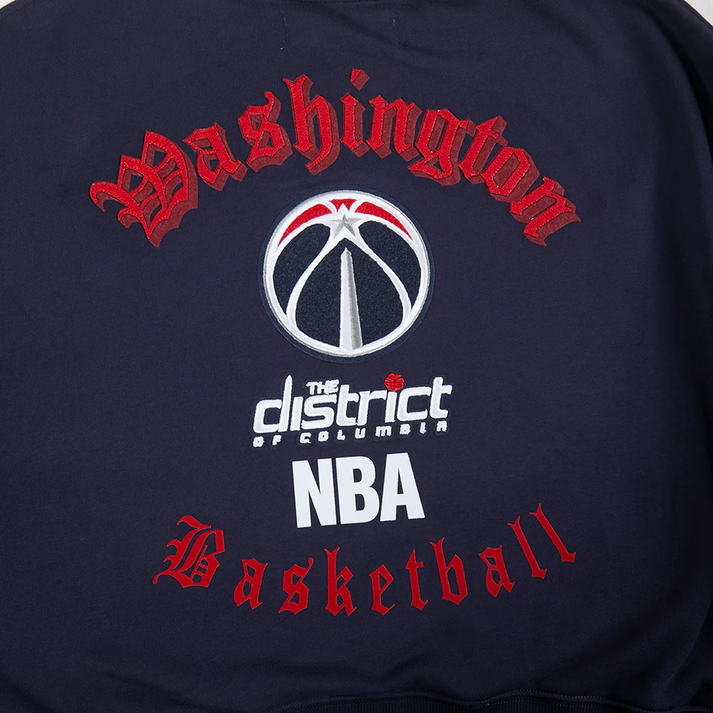 NBA WASHINGTON WIZARDS OLD ENGLISH WOMEN'S FLC CREWNECK (MIDNIGHT NAVY) - Image 5