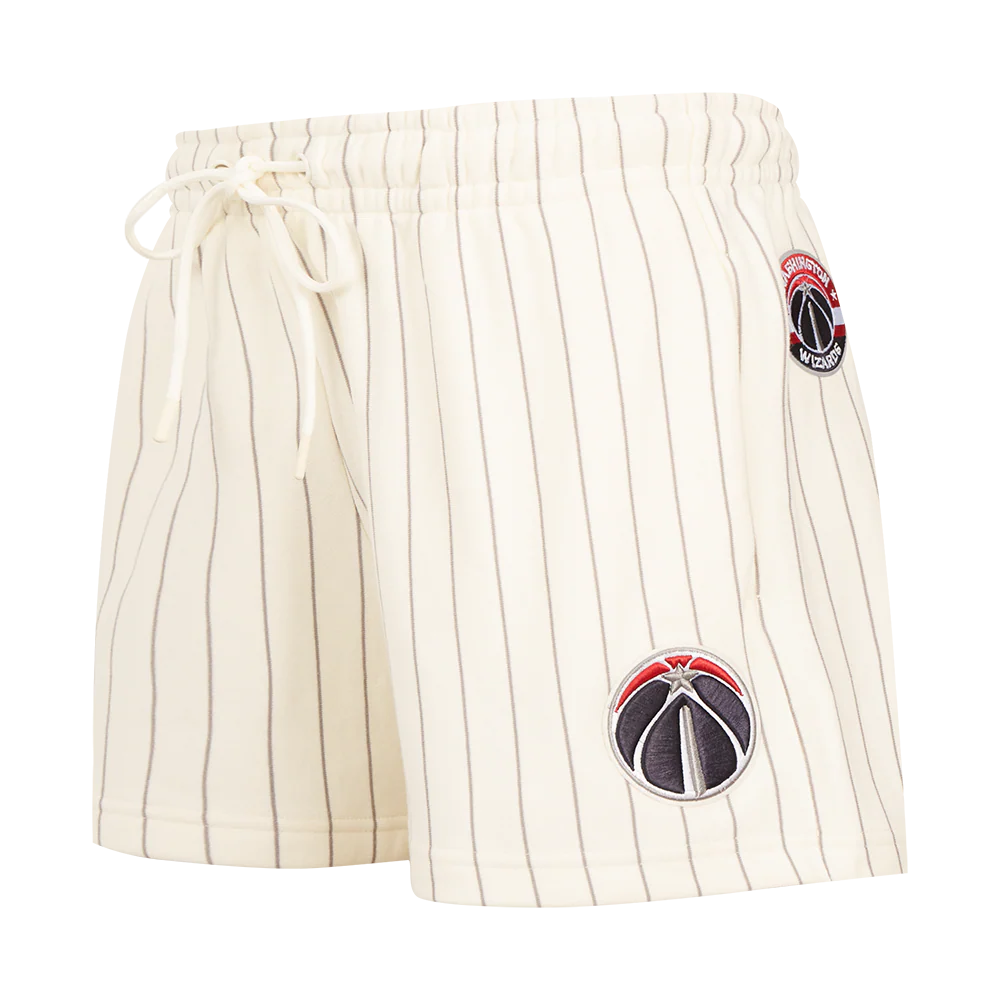 NBA WASHINGTON WIZARDS PINSTRIPE RETRO CLASSIC WOMEN'S FLC SHORT (EGGSHELL/ GREY)