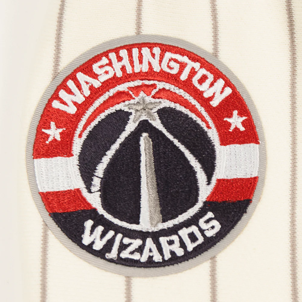 NBA WASHINGTON WIZARDS PINSTRIPE RETRO CLASSIC WOMEN'S FLC SHORT (EGGSHELL/ GREY) - Image 6