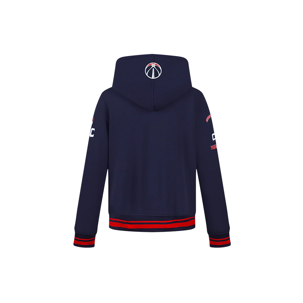 NBA WASHINGTON WIZARDS RETRO CLASSIC LITTLE BOYS RIB FLEECE PULLOVER HOODIE (MIDNIGHT NAVY/RED/MIDNIGHT NAVY) - Image 3