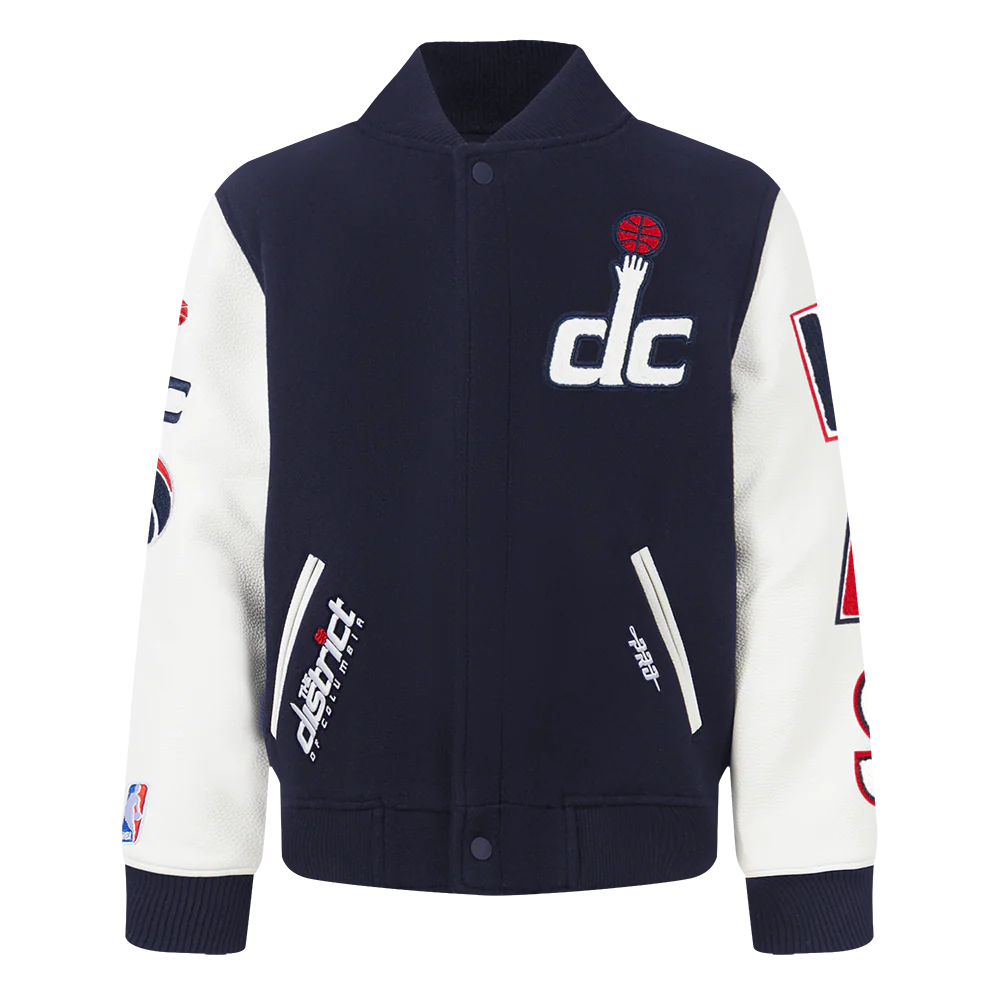 NBA WASHINGTON WIZARDS CLASSIC TODDLER BOYS WOOL VARSITY JACKET (MIDNIGHT NAVY/WHITE)