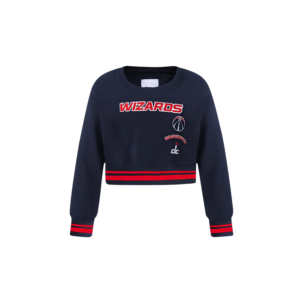 NBA WASHINGTON WIZARDS RETRO CLASSIC TODDLER GIRLS RIB FLEECE CREWNECK (MIDNIGHT NAVY/RED/MIDNIGHT NAVY)