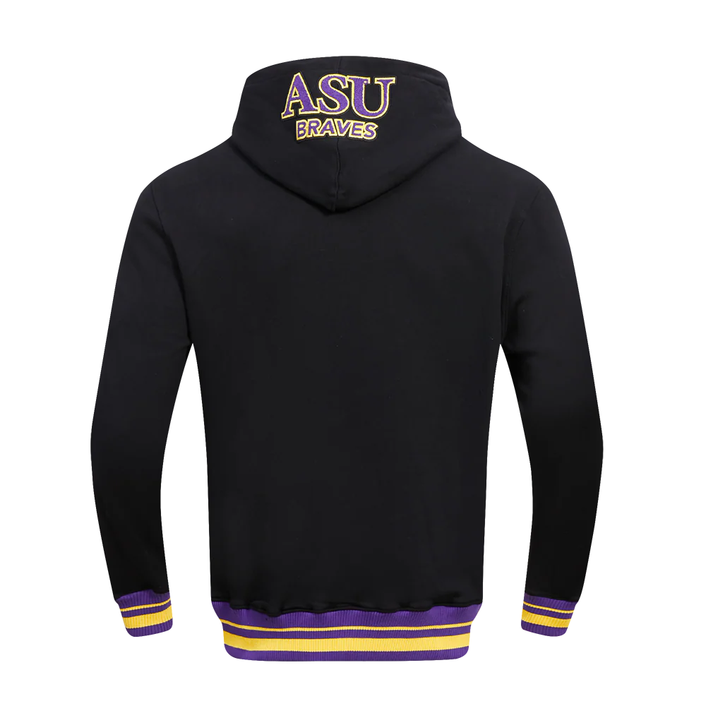 ALCORN STATE UNIVERSITY CLASSIC MEN'S STACKED LOGO PULLOVER HOODIE (BLACK) - Image 11