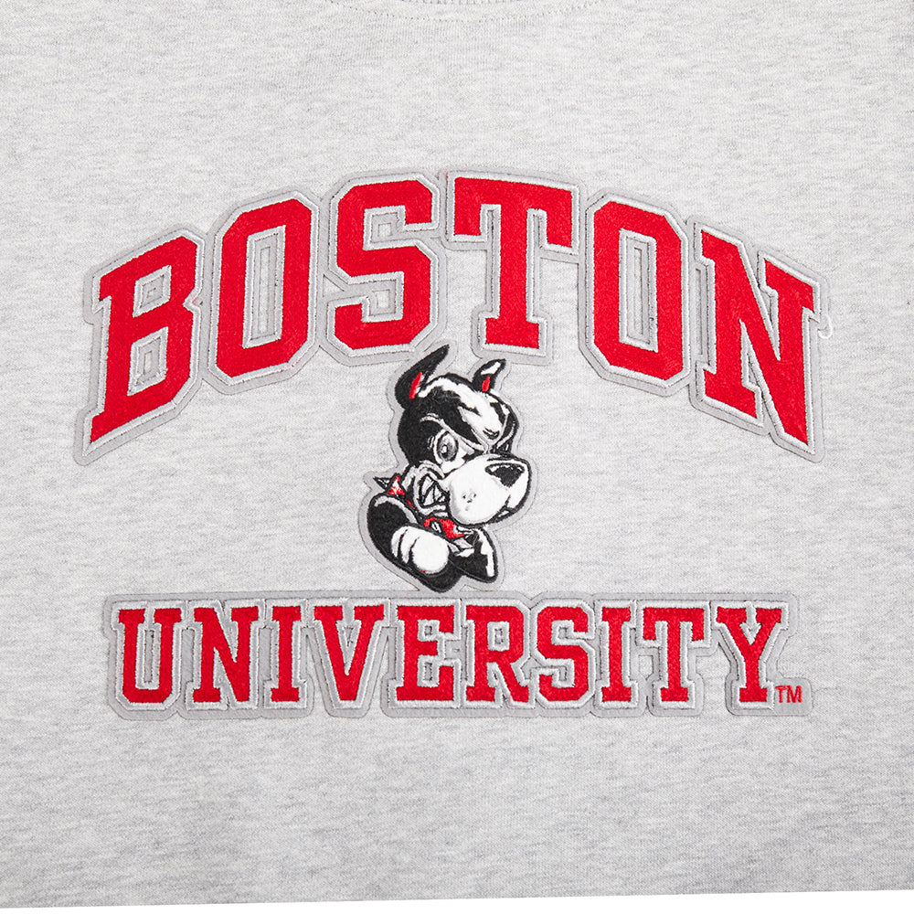BOSTON UNIVERSITY CLASSIC WOMEN'S FLEECE CREWNECK (HEATHER GREY) - Image 6